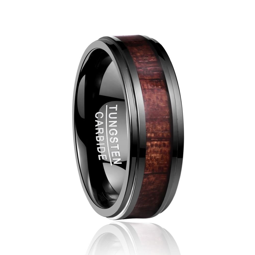 Black Wooden Tungsten Carbide Ring